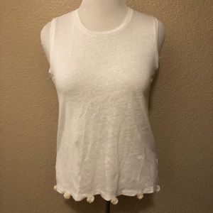 J. Crew White Linen Pom-Pom Tank Top 🔥Sale🔥